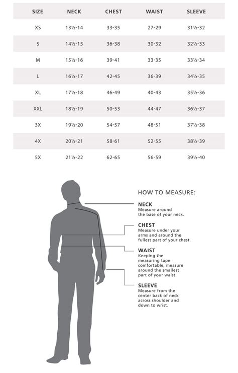 Size Guide Men's Shirts 